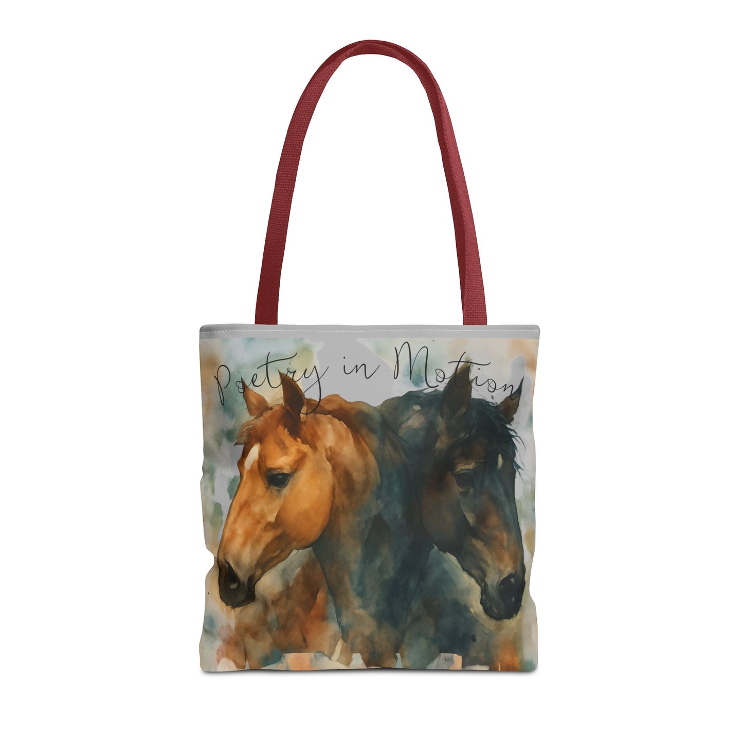 Horse Art Tote Bag, Watercolor Horses, Pretty in Motion