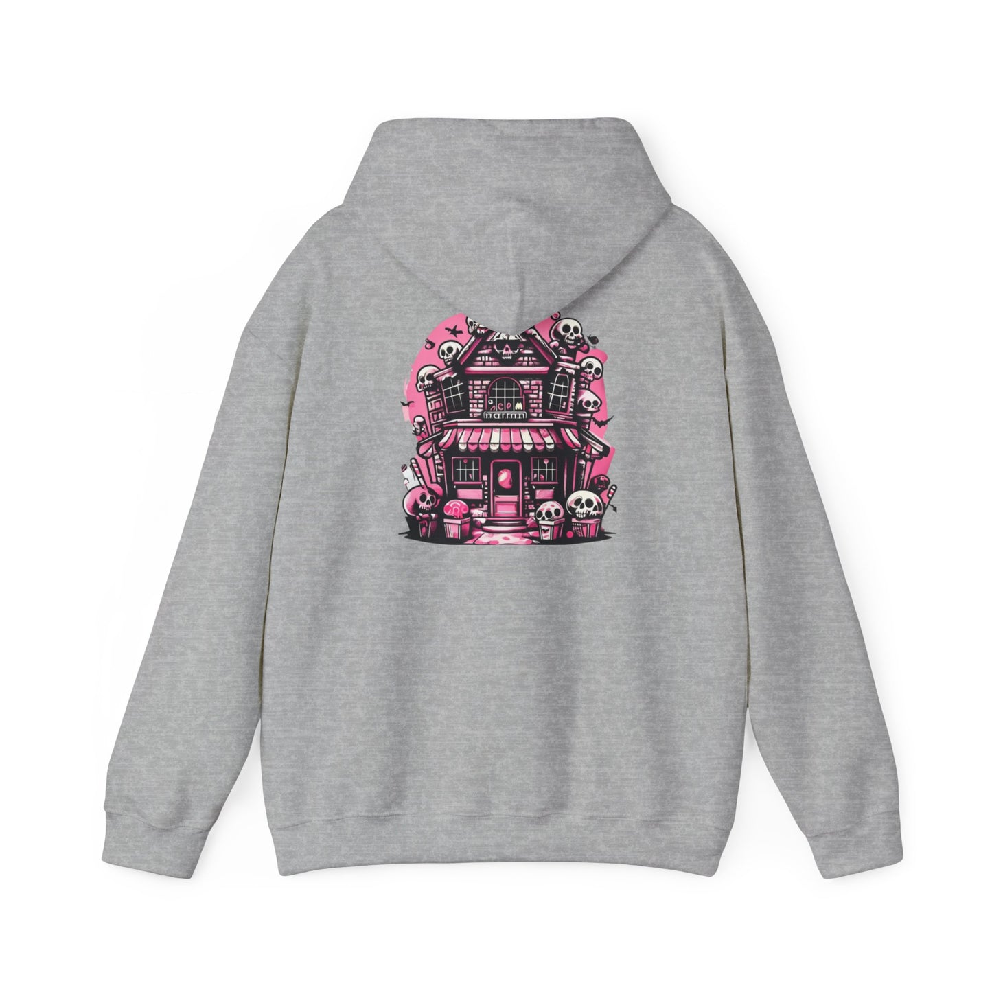 Haunted Candy Shop Hoodie Spooky Halloween Skull House Graphic Sweatshirt Unisex Heavy Blend™ Hooded Sweatshirt