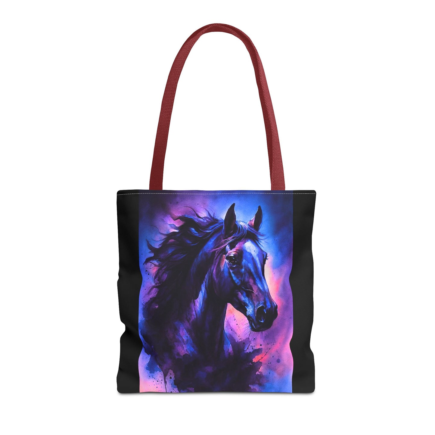 Bold Horse Tote Bag, Vibrant Blue & Purple Wild Spirit Artwork