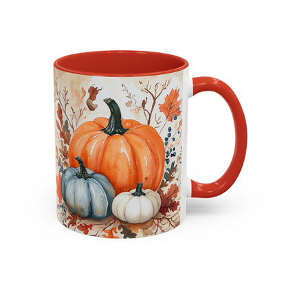 Pumpkin Fall Mug, Autumn Harvest Coffee Cup with Rustic Pumpkin Design