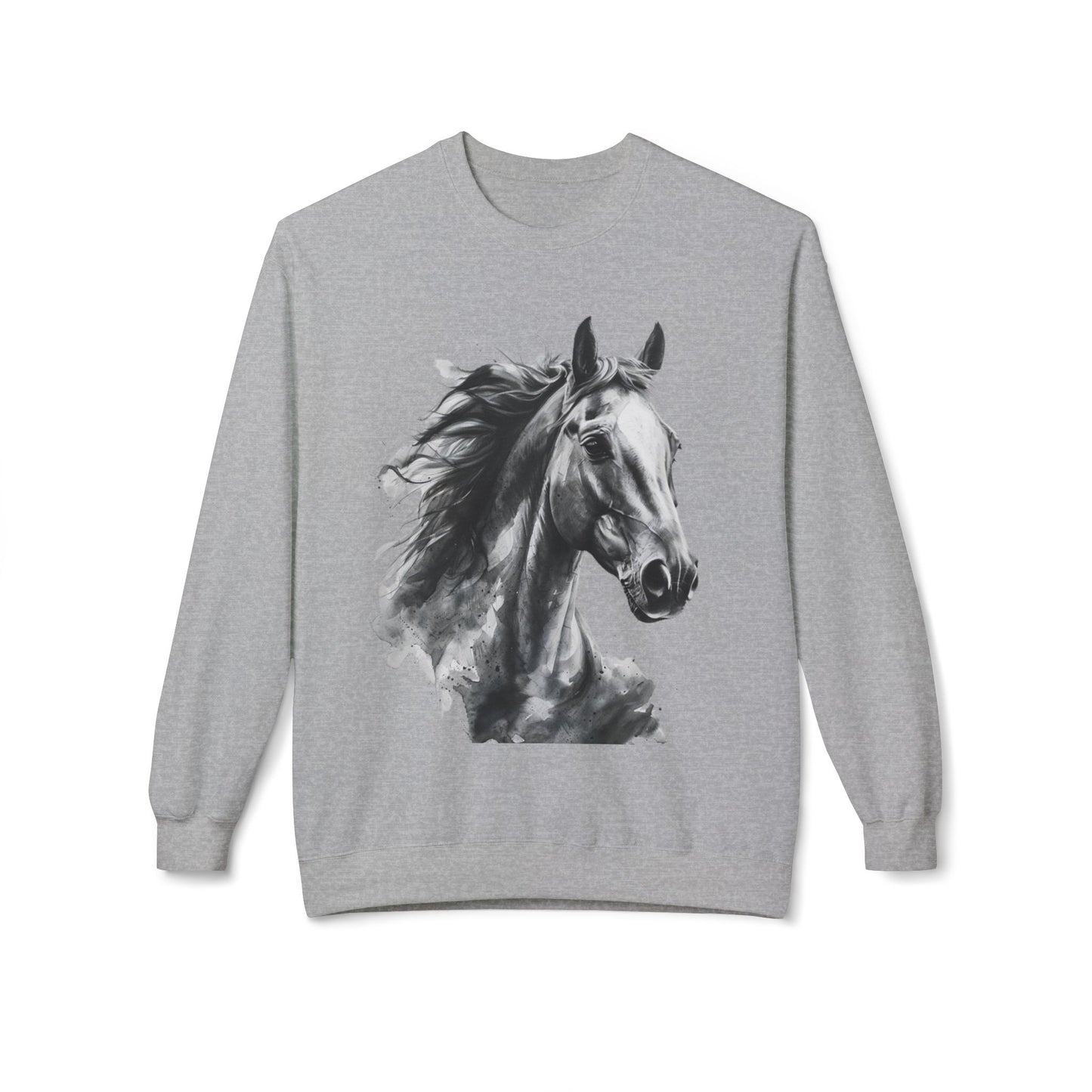 Horse Lover Sweatshirt Black and White Equestrian Art Pullover