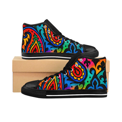 Colorful Paisley High Top Women's Classic Sneakers