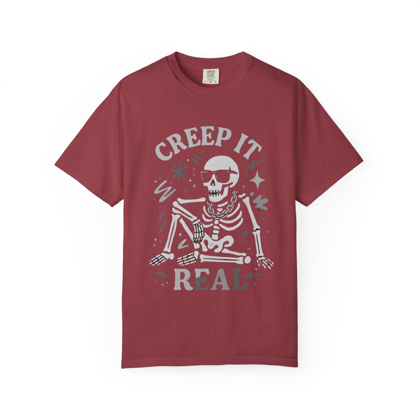 Creep It Real Skeleton T Shirt Funny Urban Halloween Graphic Tee Unisex Black Spooky T Shirt Unisex Garment Dyed  Tshirt Men Women