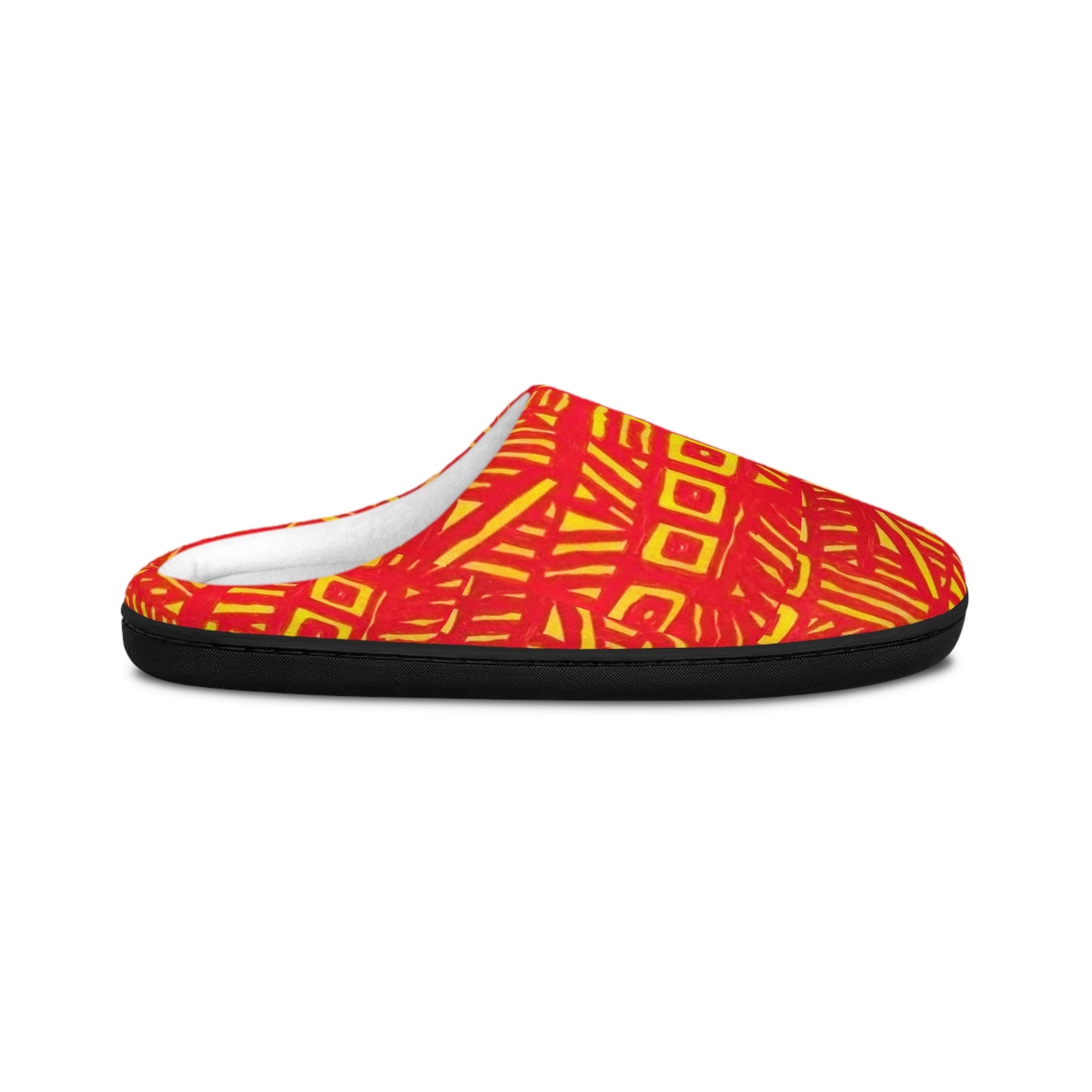 Abstract Red Yellow Pattern Women's Indoor Slippers | Geometric Cozy Footwear