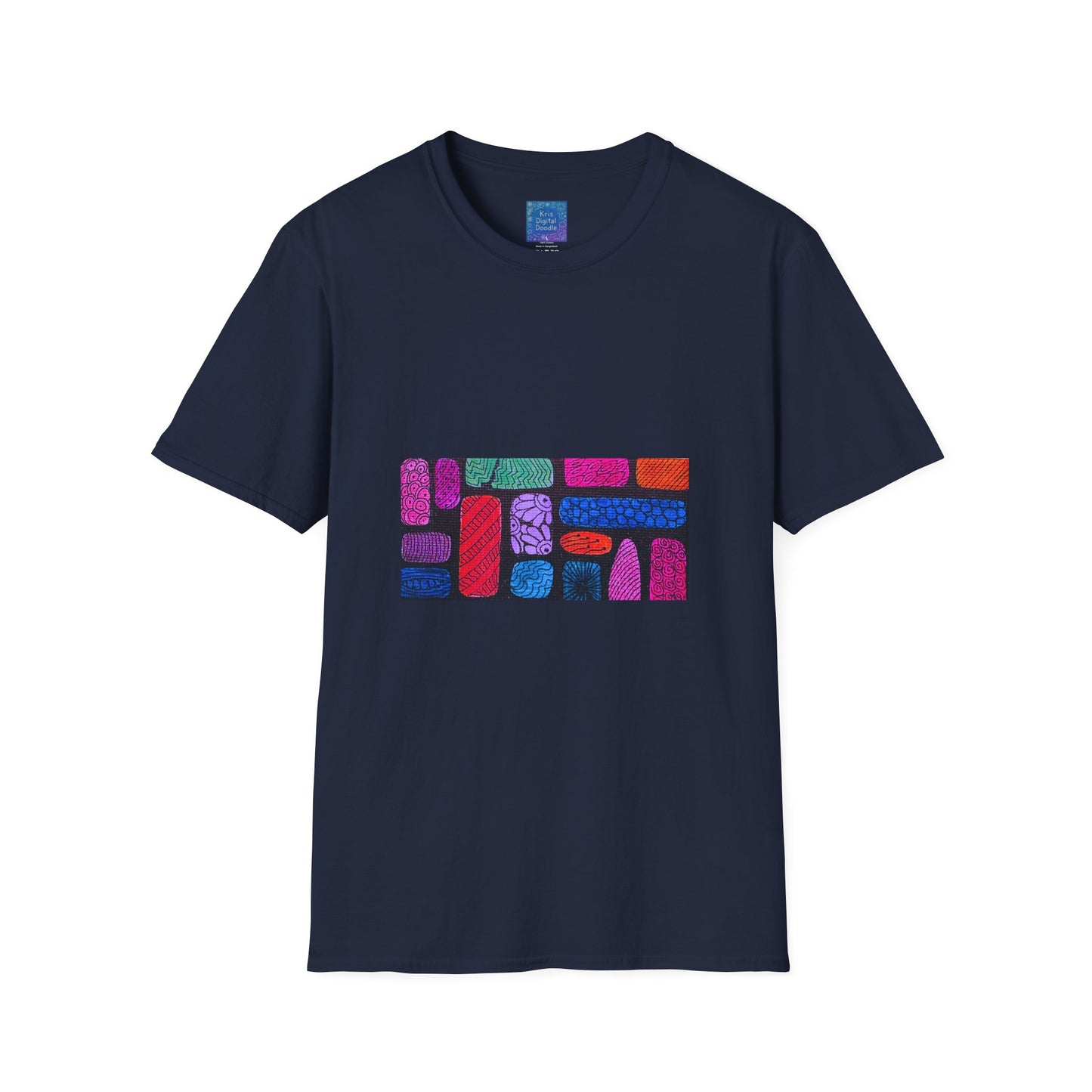 Colorful Abstract Blocks T-Shirt | Geometric Pattern, Bright Neon Artwork