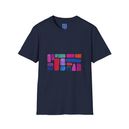 Colorful Abstract Blocks T-Shirt | Geometric Pattern, Bright Neon Artwork