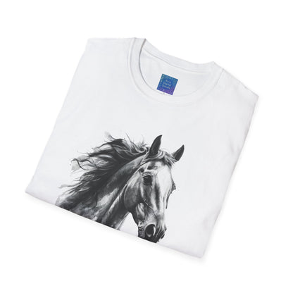 Black and White Horse Graphic T-Shirt Artistic Equestrian Tee