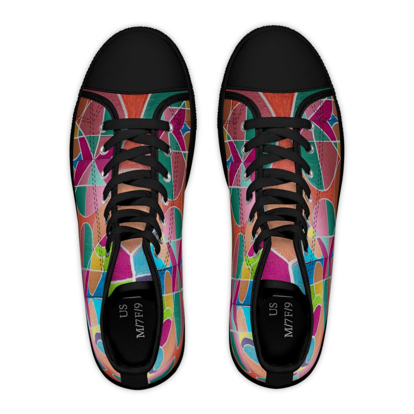 Colorful Geometric Mosaic Women's High Top Sneakers | Abstract Pattern