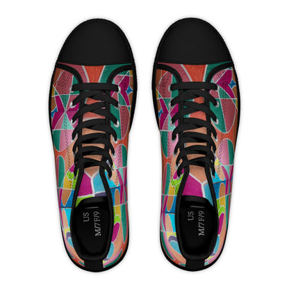 Colorful Geometric Mosaic Women's High Top Sneakers | Abstract Pattern