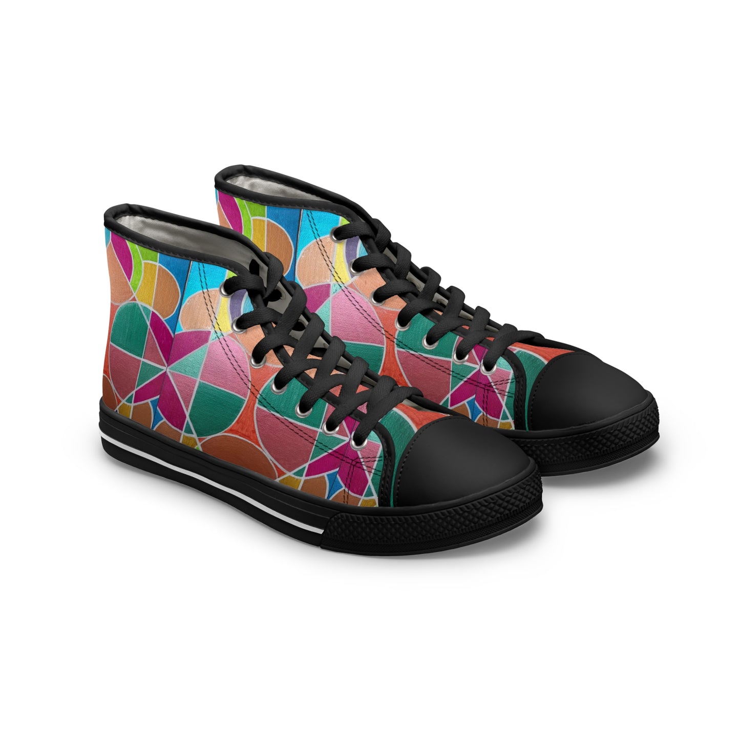 Colorful Geometric Mosaic Women's High Top Sneakers | Abstract Pattern