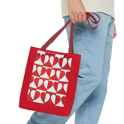 Red Heart Pattern Tote Bag | Repeating Valentine Heart Design