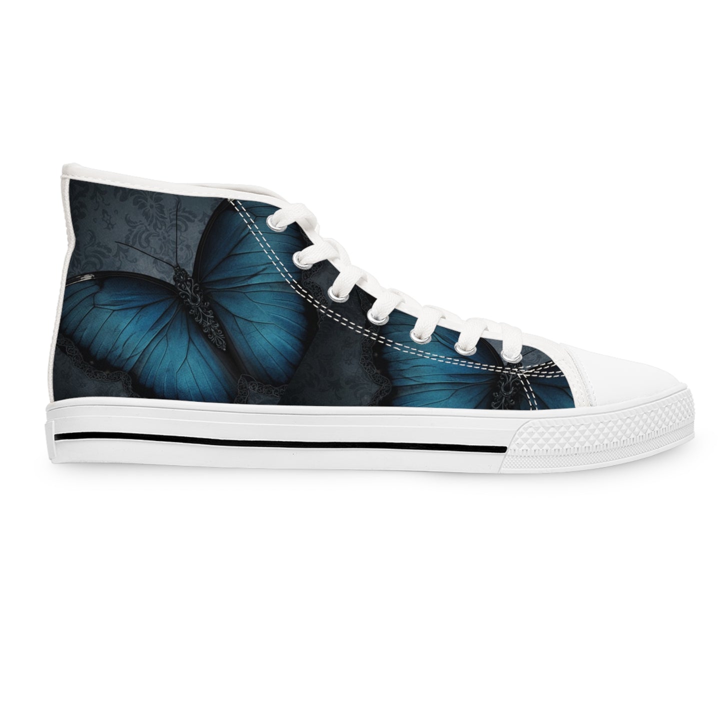 Blue Monarch Butterfly High Top Sneakers | Floral Wing Print Shoes