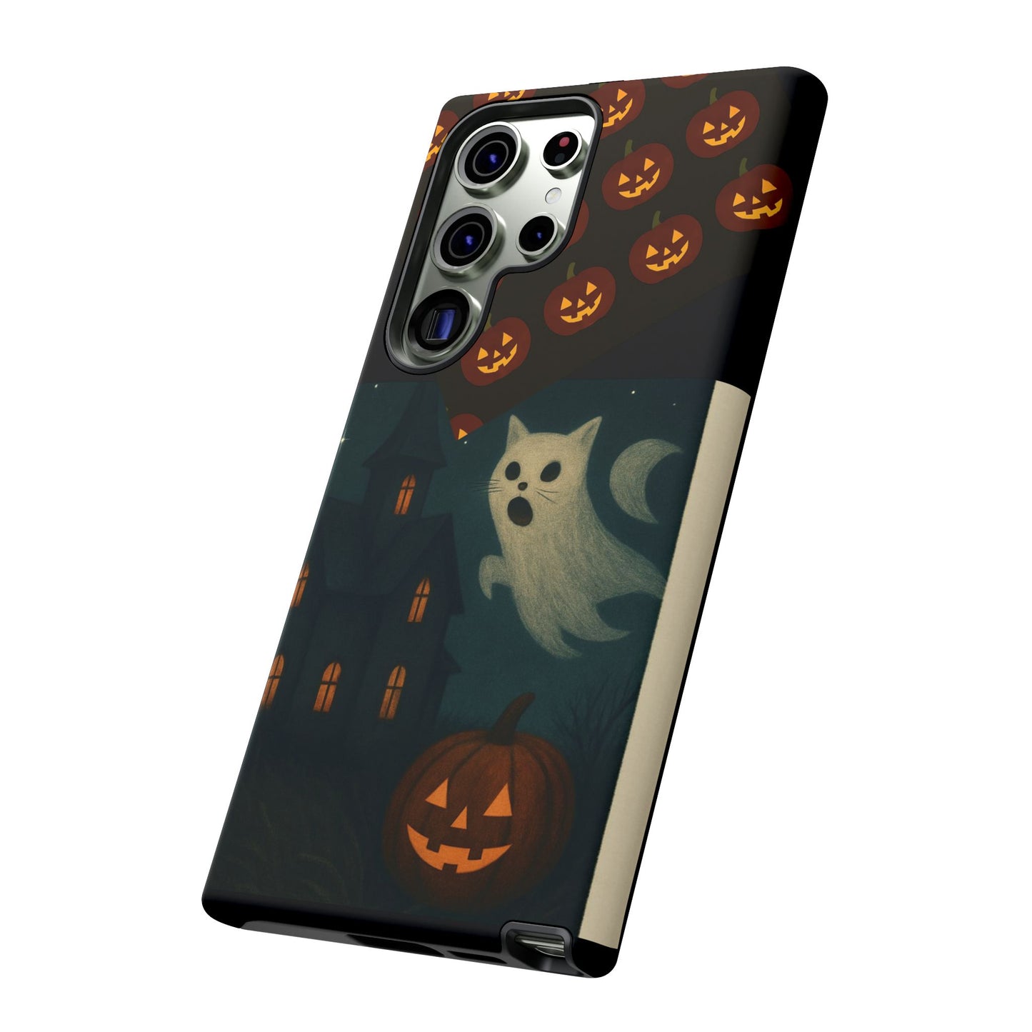 Phone Case, Halloween Haunted House Cat Ghost  iPhone 16, 15, 14, Pixel 8, 6 Samsung Galaxy 25, 24, 23
