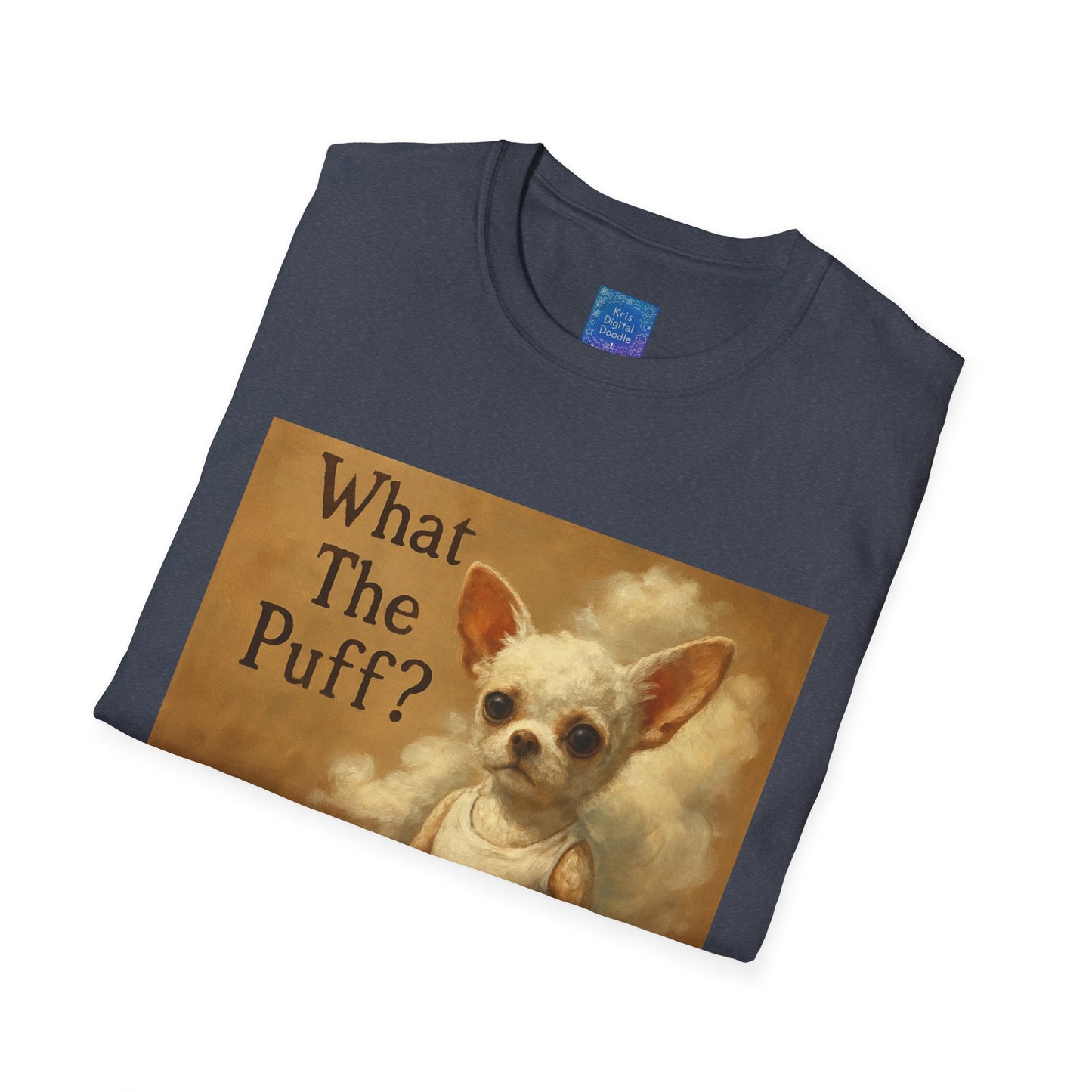 What The Puff? Chihuahua Illustration T-Shirt (Flour Cloud)| Vintage Style Pet Art