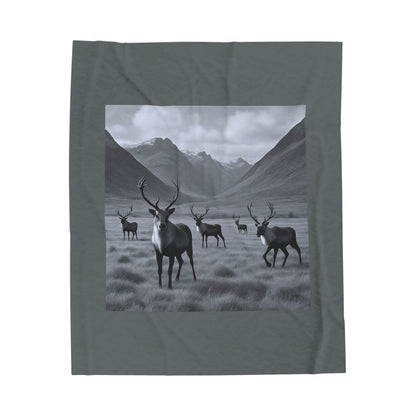 Black and White Deer Mountain Blanket Cozy Wildlife Lodge Cabin Plush Velveteen Throw for Rustic Home Décor