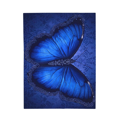 Blue Butterfly Plush Blanket | Gothic Nature Art Throw