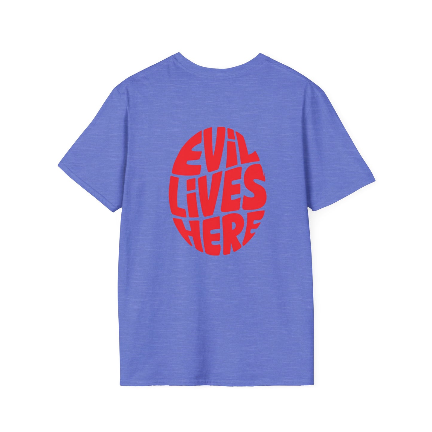 Evil Lives Here Halloween T-shirt, Spooky Retro Style, Mens