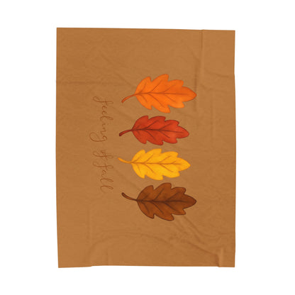 Feeling of Fall Blanket with Autumn Leaves, Cozy Fall Throw Blanket, Seasonal Fall Decor Bedding, Warm Autumn Home Blanket Gift