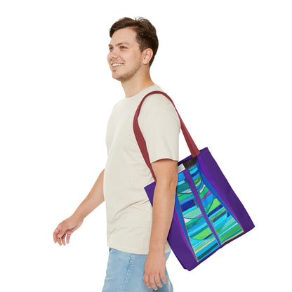 Abstract Blue Green Stained Glass Tote Bag