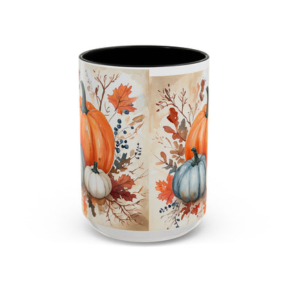 Pumpkin Fall Mug, Autumn Harvest Coffee Cup with Rustic Pumpkin Design