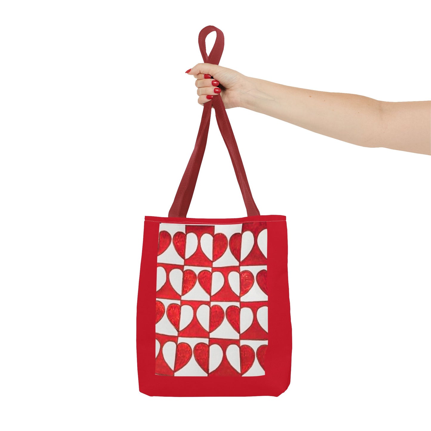 Red Heart Pattern Tote Bag | Repeating Valentine Heart Design
