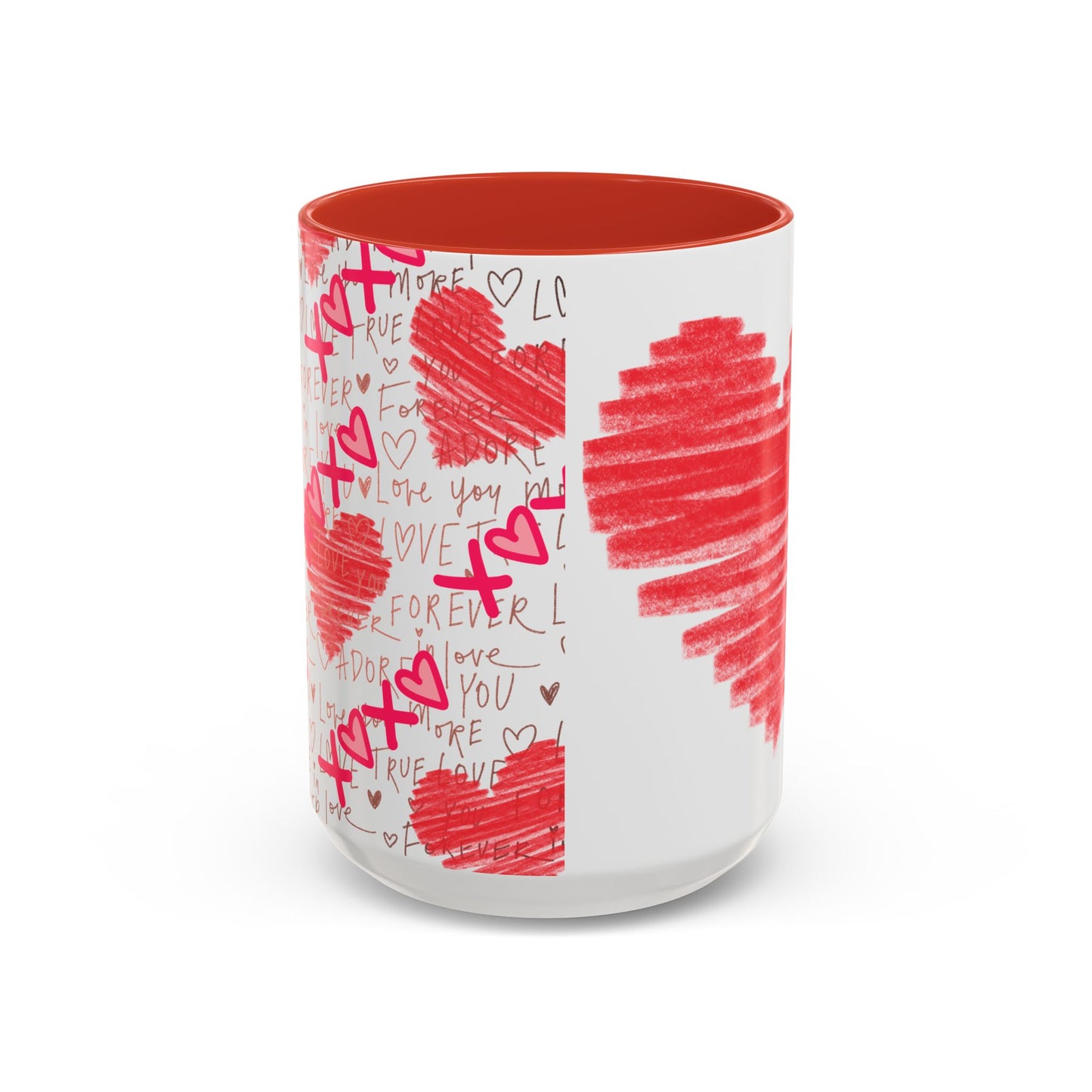 Red Scribble Heart Coffee Mug | Valentine Love Pattern Mug