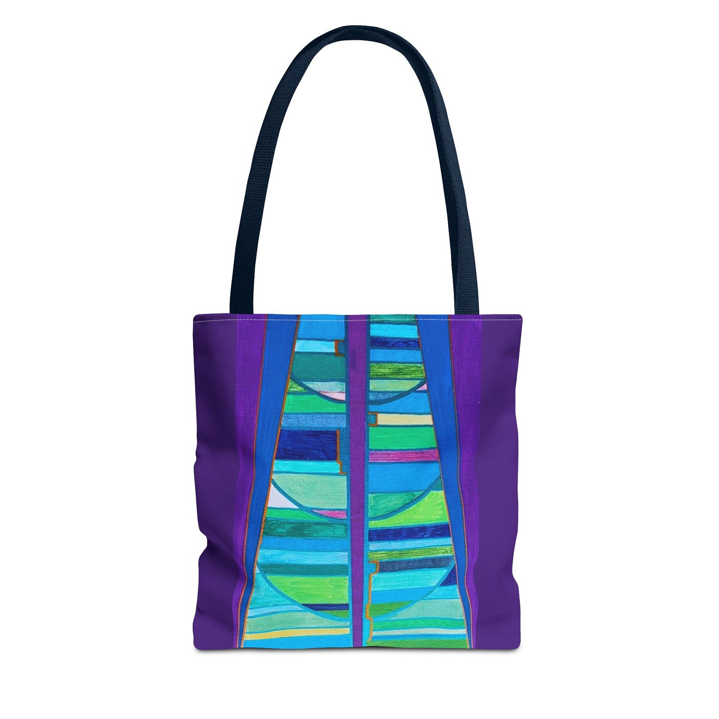 Abstract Blue Green Stained Glass Tote Bag