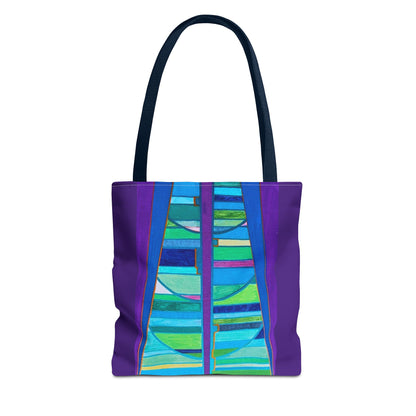 Abstract Blue Green Stained Glass Tote Bag
