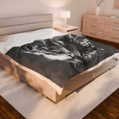 Black Stallion Art Blanket | Luxury Horse Lover Throw
