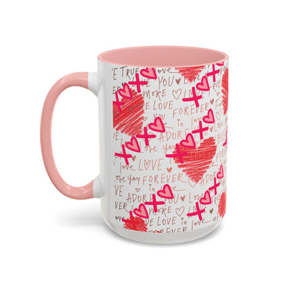 Red Scribble Heart Coffee Mug | Valentine Love Pattern Mug