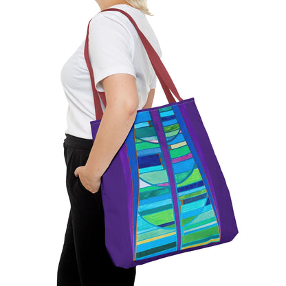 Abstract Blue Green Stained Glass Tote Bag