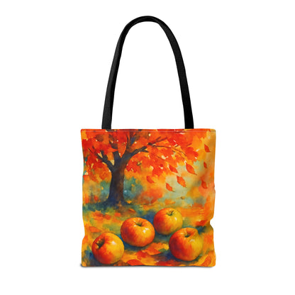 Autumn Apple Orchard Tote Bag  Fall Harvest Reusable Shoulder Bag  Tote Bag (AOP)