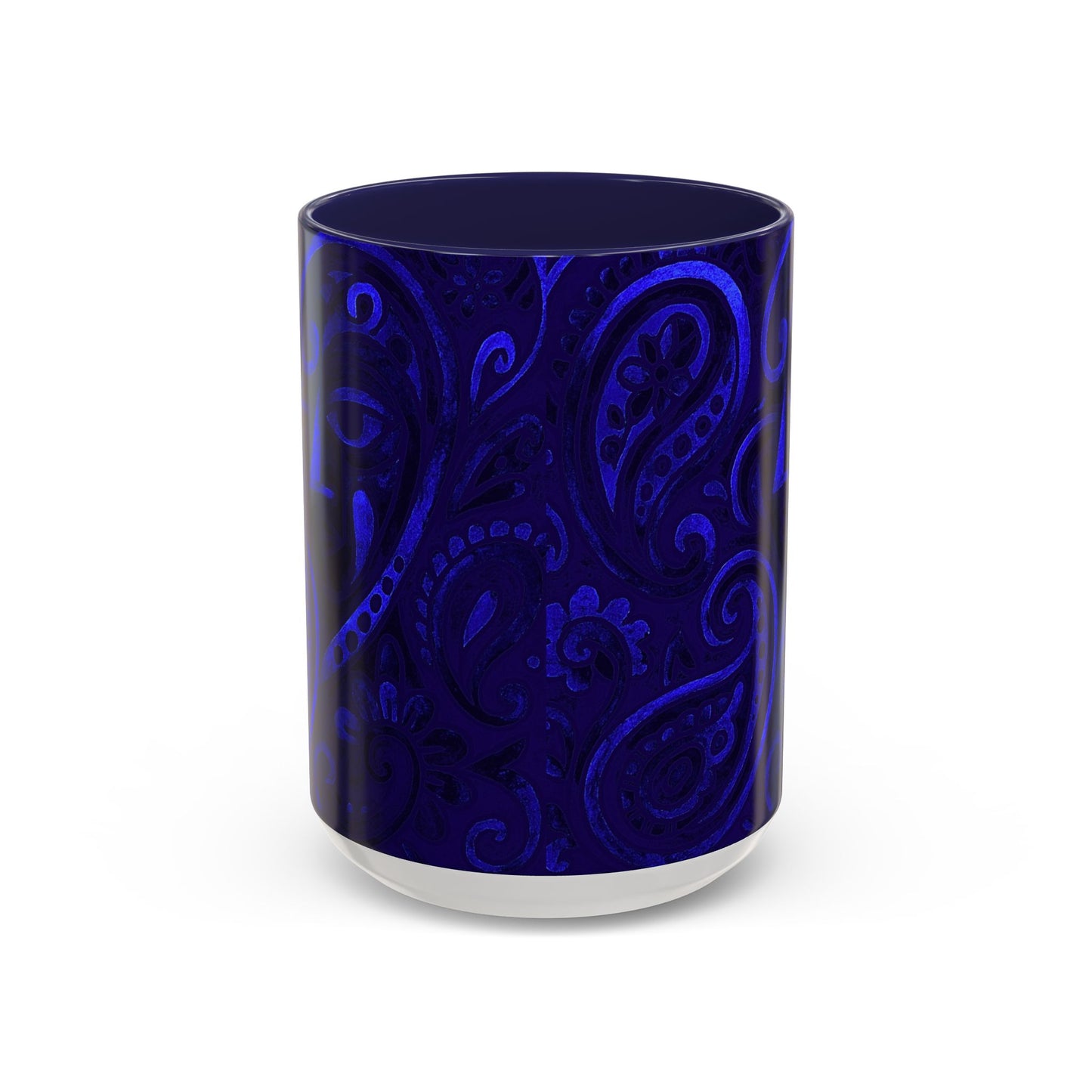 Blue Paisley Face Pattern Mug | Accent Coffee Mug