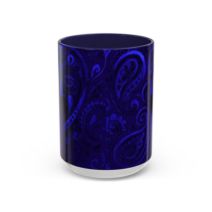 Blue Paisley Face Pattern Mug | Accent Coffee Mug