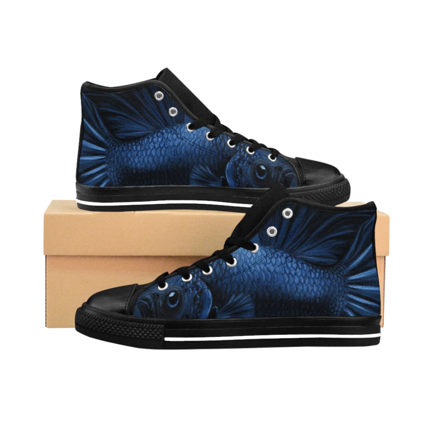 Blue Beta Fish Women's Classic High Top Canvas Sneakers