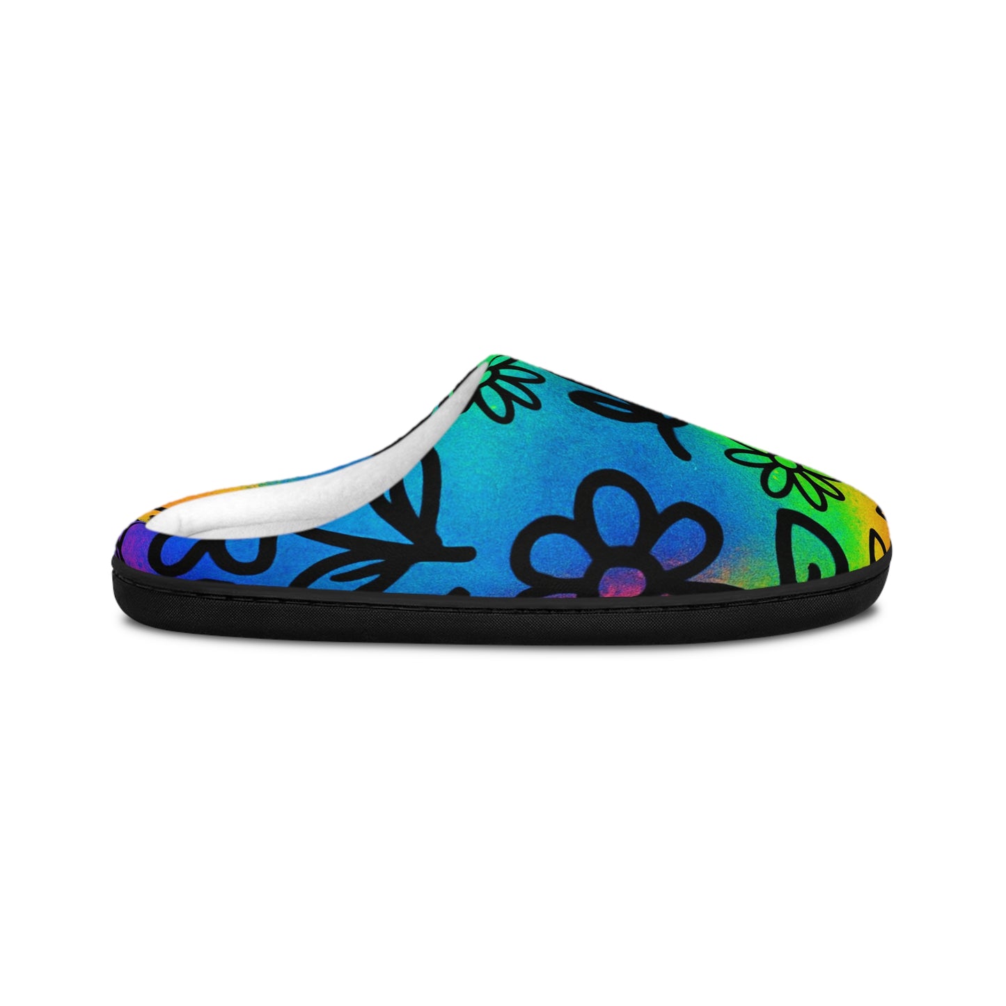 Rainbow Floral Slippers | Colorful Cozy Indoor Shoes