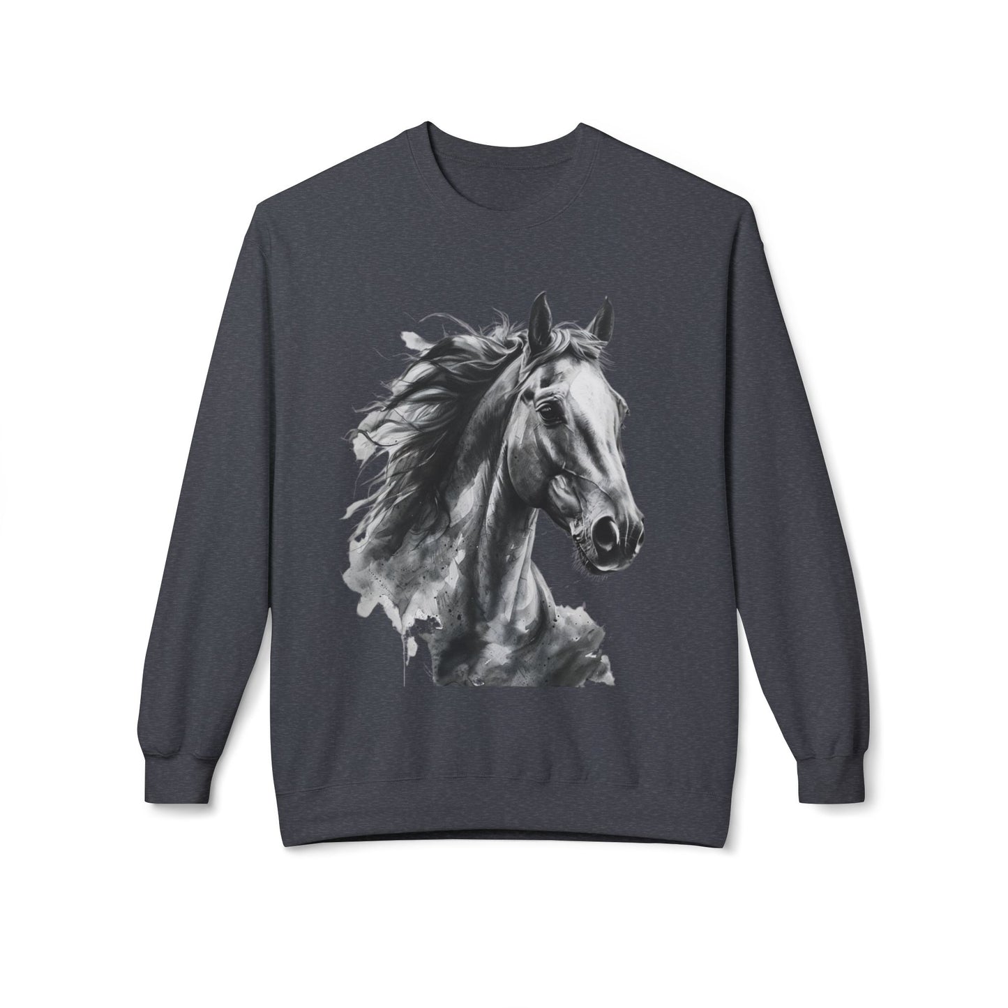 Horse Lover Sweatshirt Black and White Equestrian Art Pullover