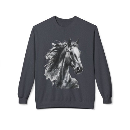 Horse Lover Sweatshirt Black and White Equestrian Art Pullover