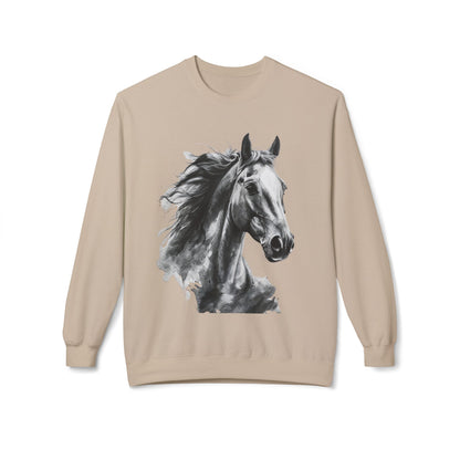 Horse Lover Sweatshirt Black and White Equestrian Art Pullover