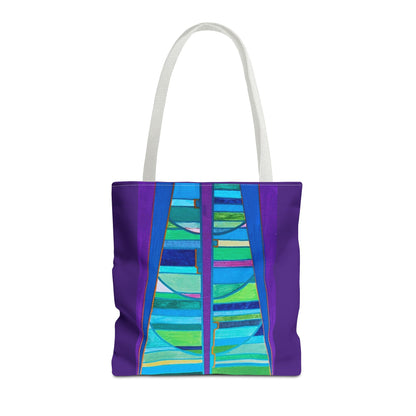 Abstract Blue Green Stained Glass Tote Bag