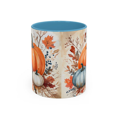 Pumpkin Fall Mug, Autumn Harvest Coffee Cup with Rustic Pumpkin Design
