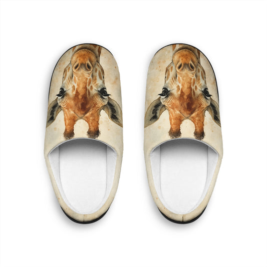 Watercolor Giraffe Indoor Slippers | Women's Cozy Animal Print
