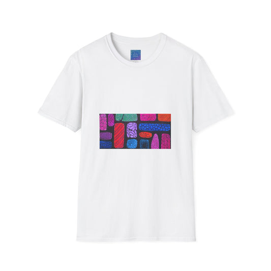 Colorful Abstract Blocks T-Shirt | Geometric Pattern, Bright Neon Artwork