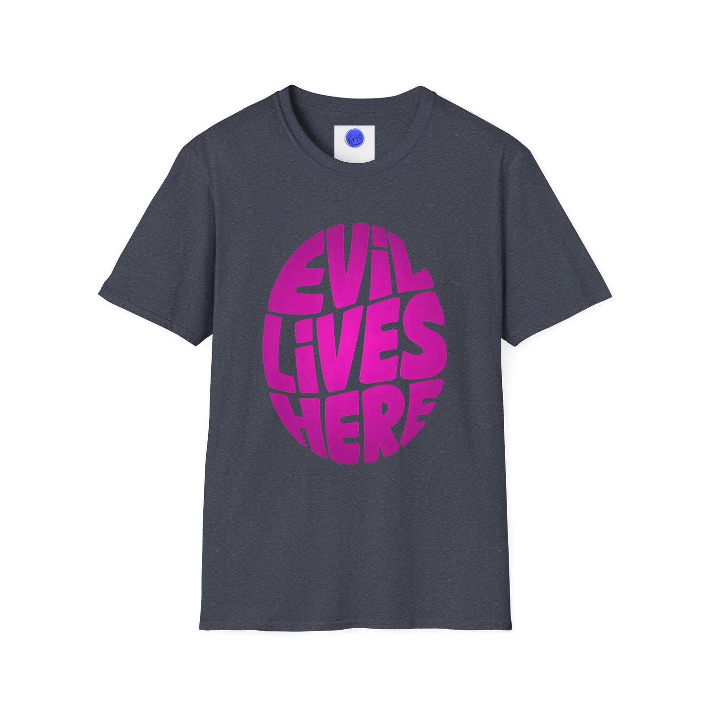 Evil Lives Here Halloween T-shirt, Spooky Retro Style, Mens