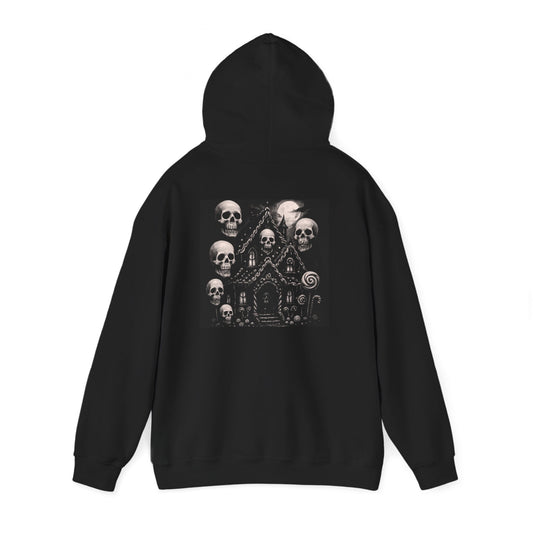 Gothic Haunted House Skull Hoodie Creepy Halloween Hoodie Spooky Gothic Sweatshirt for Men & Women