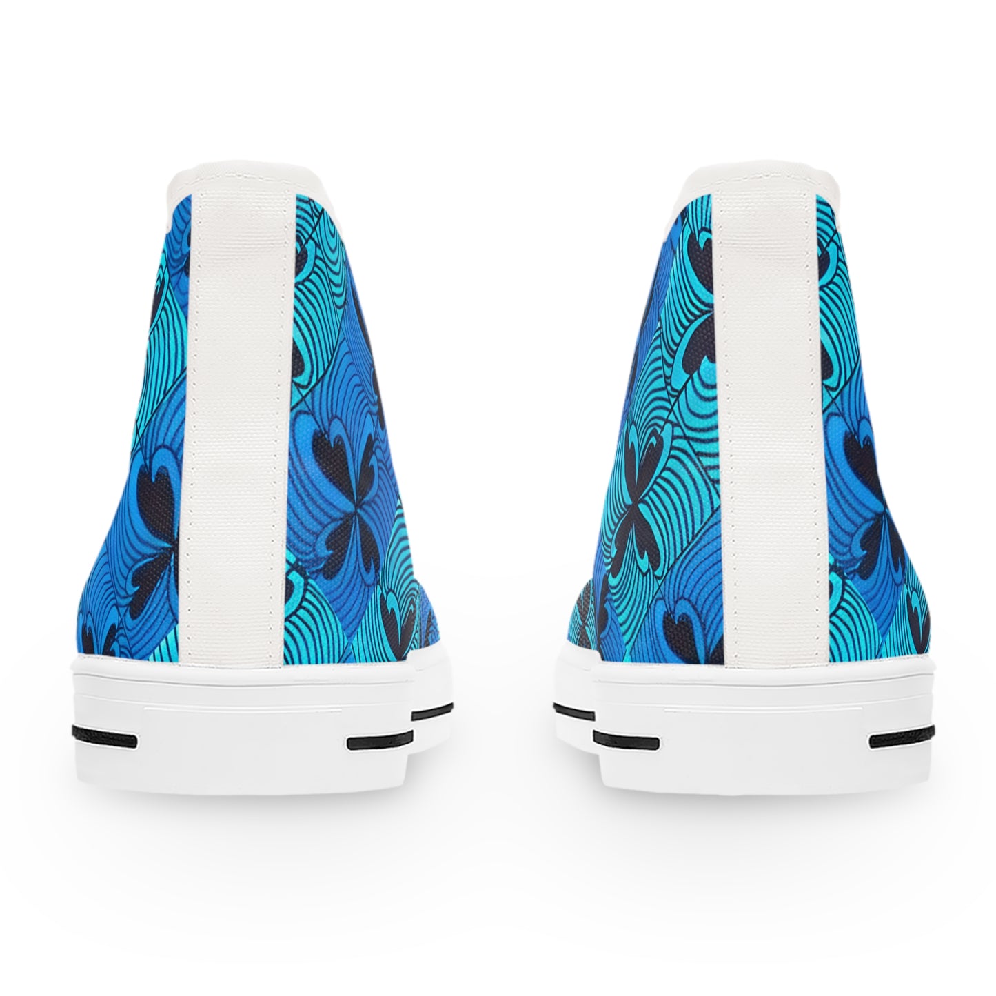 Blue Floral Wave Pattern Women's High Top Sneakers | Tropical Hibiscus Swim