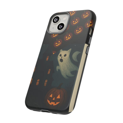 Phone Case, Halloween Haunted House Cat Ghost  iPhone 16, 15, 14, Pixel 8, 6 Samsung Galaxy 25, 24, 23