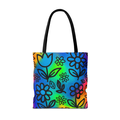 Rainbow Floral Tote Bag | Colorful Reusable Shopper