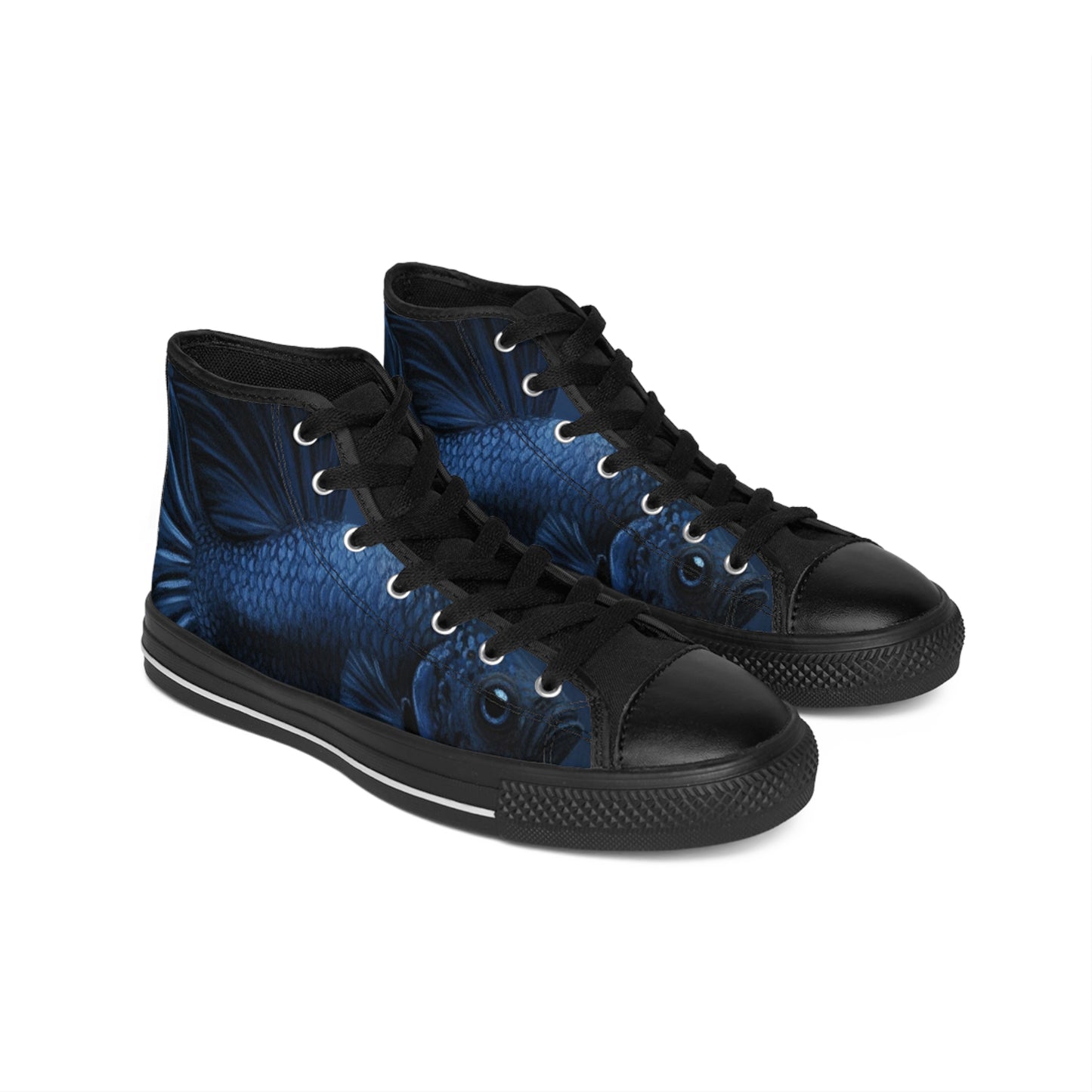 Blue Beta Fish Women's Classic High Top Canvas Sneakers