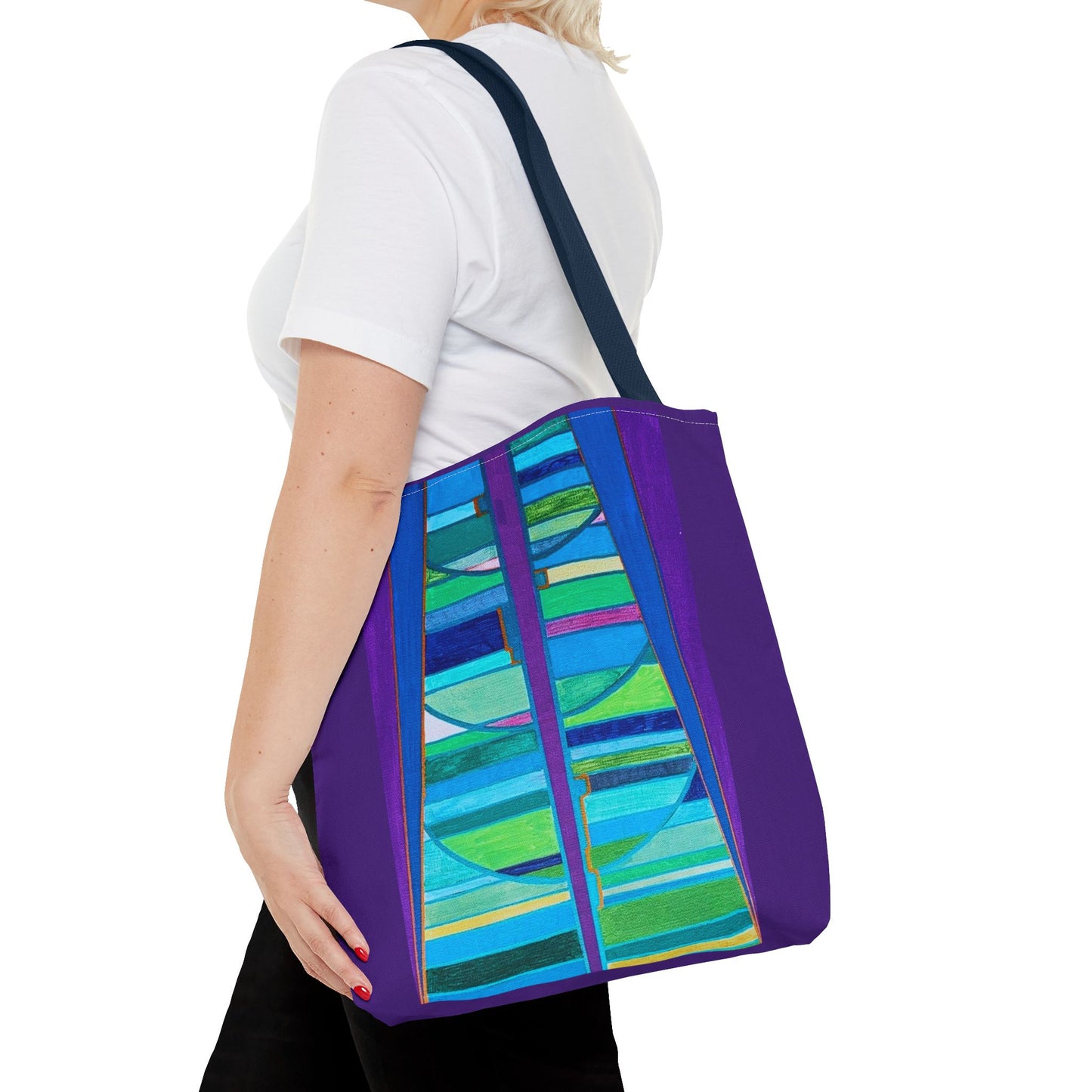 Abstract Blue Green Stained Glass Tote Bag